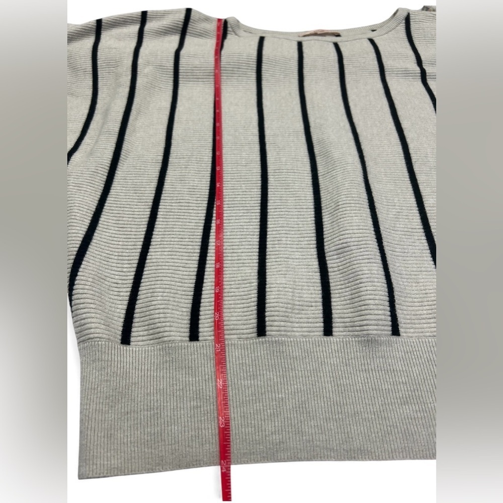 Philosophy Womens Large Cream/Black Striped Drop Shoulder Crew Soft Cozy Sweater - Picture 8 of 9